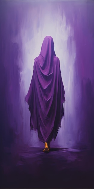 Silhueta de uma garota com um vestido em um fundo roxo Foto de alta qualidade Generative AI