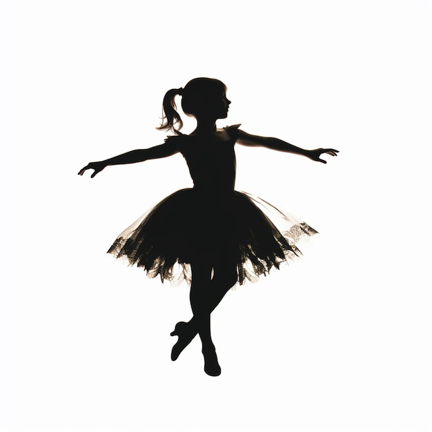 Foto silhueta de uma menina em um tutu dançando no ar generativo ai