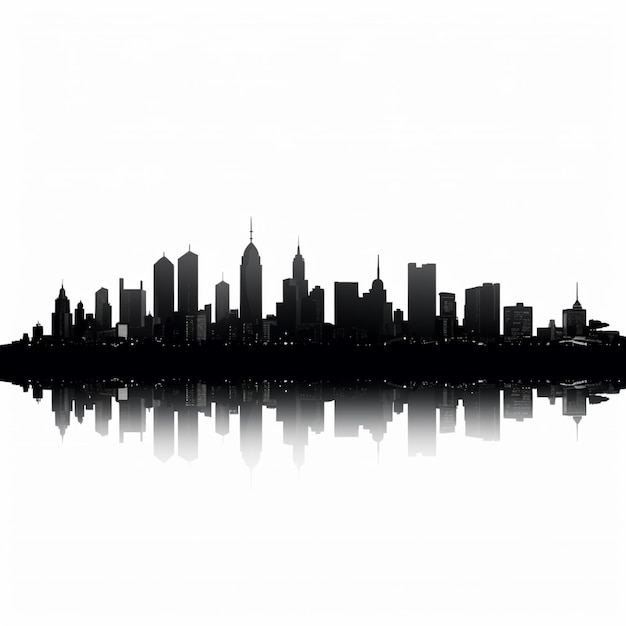 Silhueta do horizonte de chicago em um fundo branco com ilustração vetorial de reflexão
