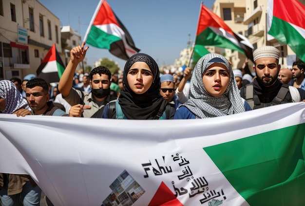 Foto silhueta do protesto pela liberdade palestina