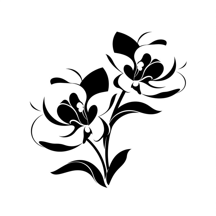 Foto silhueta floral preta e branca