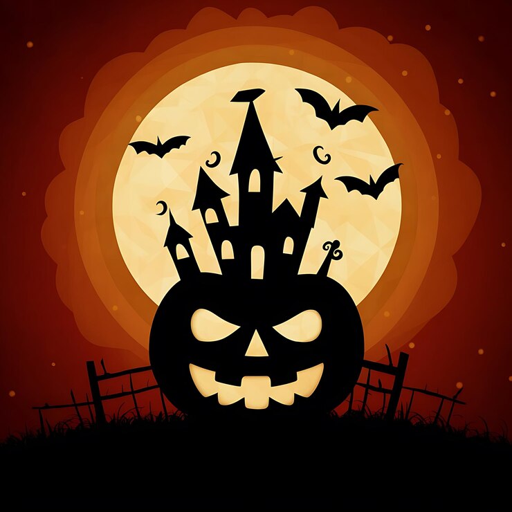 Silhueta de Halloween Fondo5 capas únicas de patrón de Halloween fácil de ajustar el color