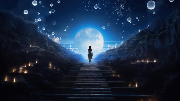 Foto silhueta homem fundo céu lua escura luz pessoa azul homem noite natureza