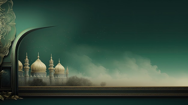 Silhueta de mezquita mawlid Banner web con espacio de copia IA generativa