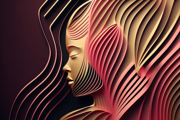 Silhueta minimalista de ilustração de rosto de mulher para gerador de IA do Dia Internacional da Mulher