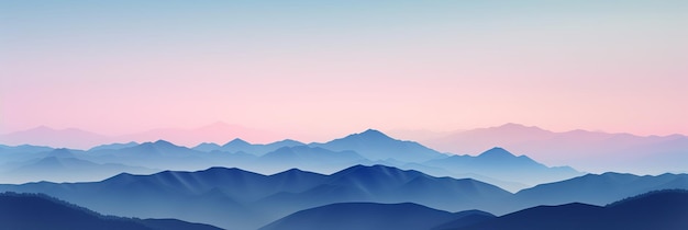 Silhueta minimalista de montanhas em um fundo calmo Generative AI