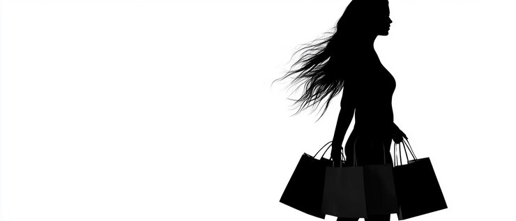 Foto silhueta negra de uma mulher de perfil com cabelo longo e design elegante