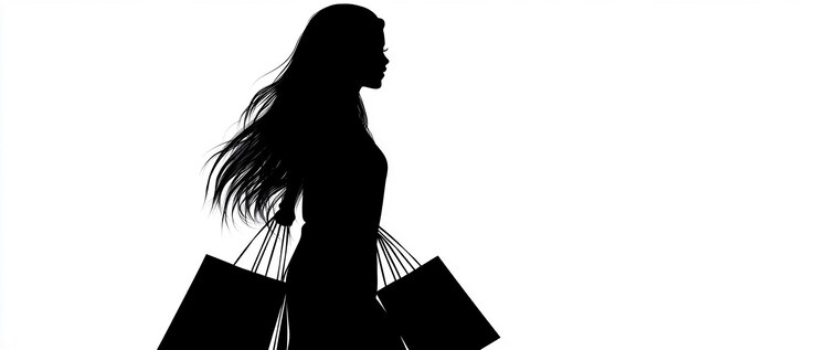 Foto silhueta negra de uma mulher de perfil com cabelo longo e design elegante
