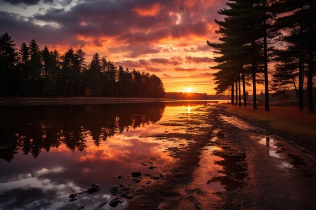 silhuetas de árvores sob um céu nublado durante o pôr do sol fotografia publicitária profissional