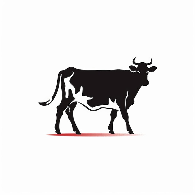 Foto silhuetas de logotipo de vaca em contraste intenso em fundo branco