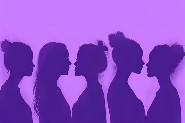 Silhuetas de mulheres contra um fundo roxo simbolizando o poder e a unidade das meninas