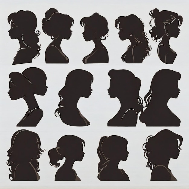 Foto silhuetas femeninas de fondo vectorial de dibujos animados