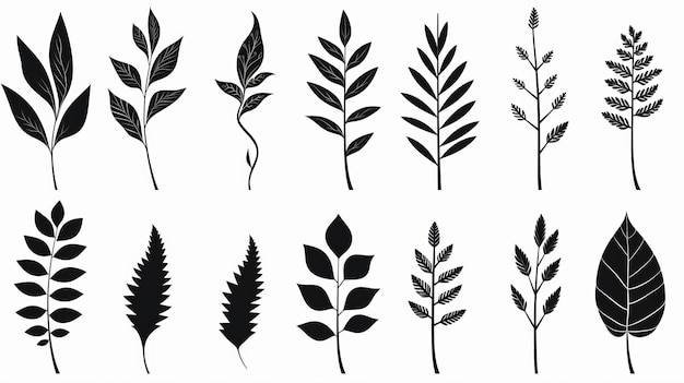 Silhuetas de plantas vectoriales minimalistas Técnicas tradicionales reinventadas