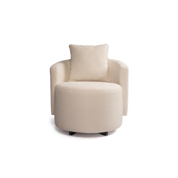 una silla con una almohada y un fondo blanco