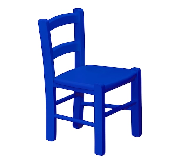 Silla azul de madera para niños aislado en blanco