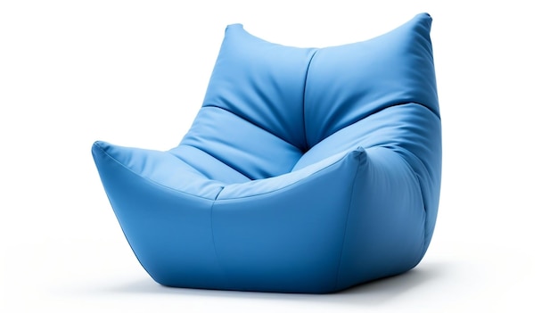 Silla Bean Bag azul aislada sobre fondo blanco IA generativa