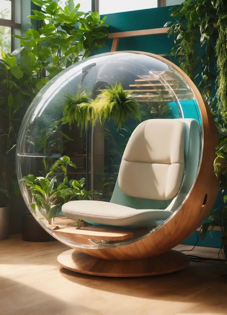 Silla de bola silla redonda vista delantera y lateral diseño de muebles futuristas para el hogar u oficina