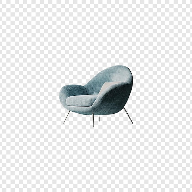 silla de brazo azul aislada sobre un fondo blanco