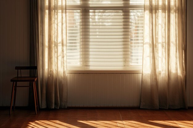 Foto una silla colocada frente a una ventana ideal para crear un acogedor rincón para leer o disfrutar de la vista