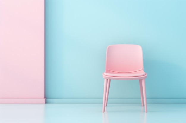 Foto una silla con un concepto minimalista que utiliza un único fondo de color pastel ia generativa