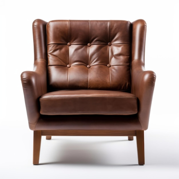 Foto una silla de cuero marrón con un brazo marrón descansa sobre un fondo blanco