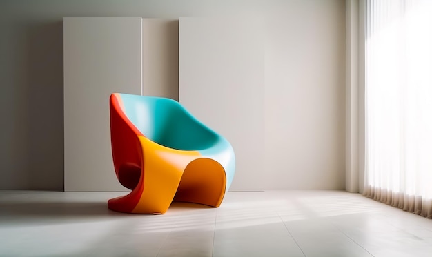 Silla de diseño creativo moderno de diferentes colores Sillón cómodo en el interior blanco IA generativa