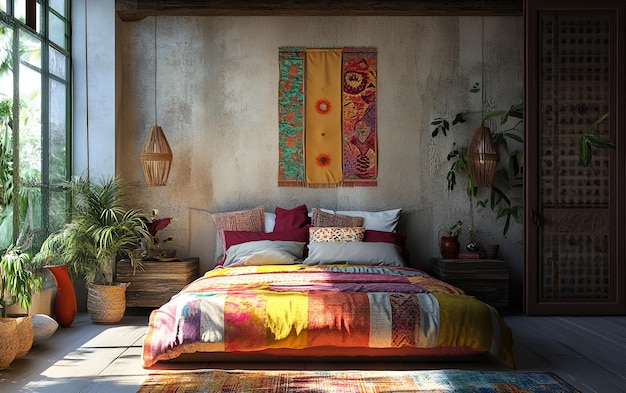 una silla está frente a una pared con un fondo floral
