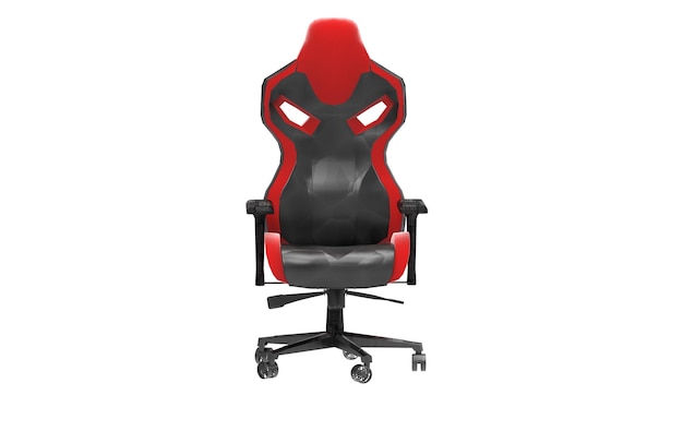 Silla Gaming roja con fondo blanco.