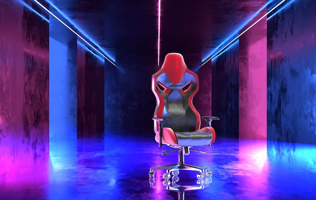 Silla Gaming roja del futuro con fondo transparente