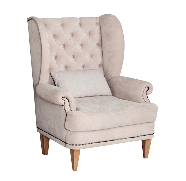 Foto silla gris clásica textil aislado en blanco
