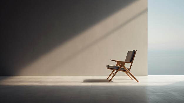 Una silla en una habitación oscura con una luz en la pared.