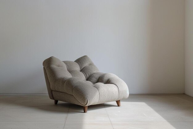 Foto una silla en una habitación con una pared blanca