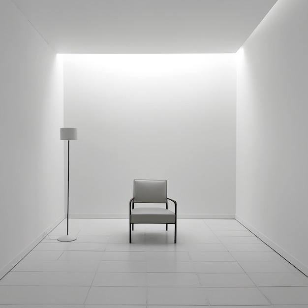 una silla en una habitación que tiene una lámpara