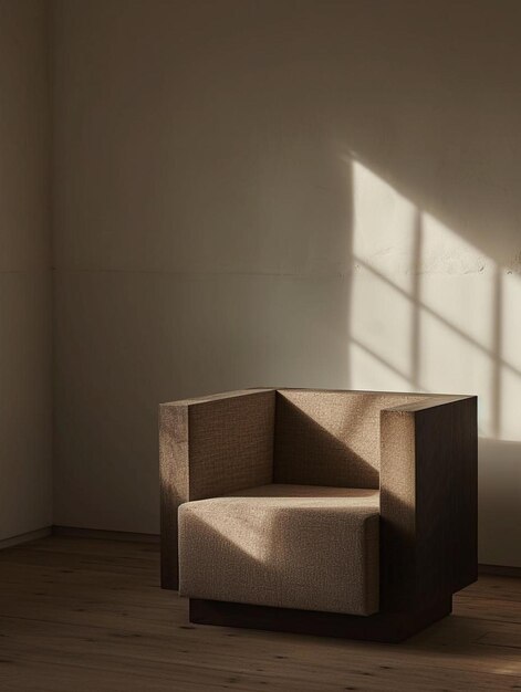 Foto una silla en una habitación con una ventana en el fondo