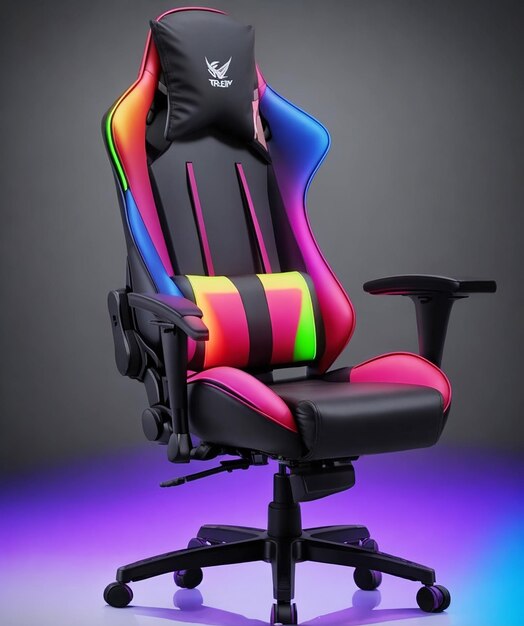 Silla de juegos RGB Silla de juego con fondo colorido concepto de juego