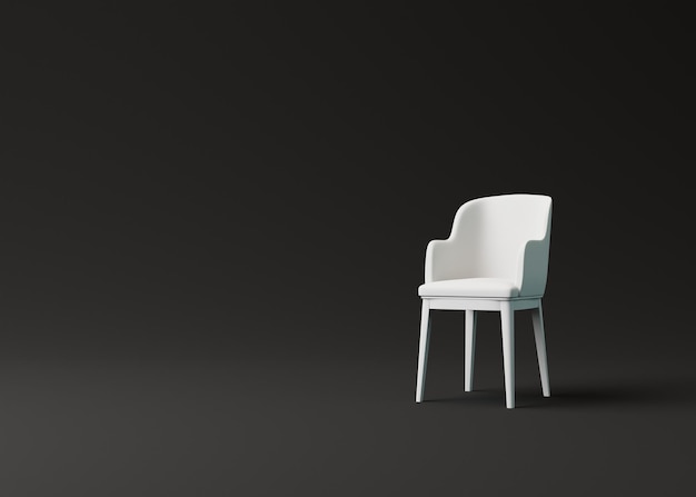 Silla moderna en una habitación negra Concepto de estilo minimalista Ilustración de renderizado 3D