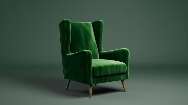 Silla moderna de terciopelo verde con respaldo Recurso creativo Generado por IA