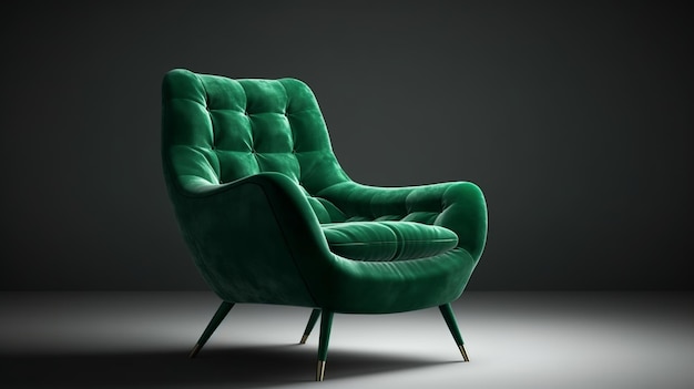 Silla moderna de terciopelo verde con respaldo Recurso creativo Generado por IA