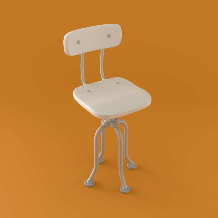 Foto silla monocromática sobre fondo naranja 3d rendering