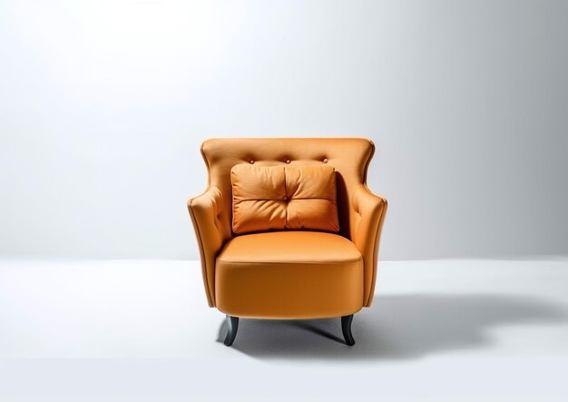 Silla naranja sobre fondo blanco sillón suave aislado