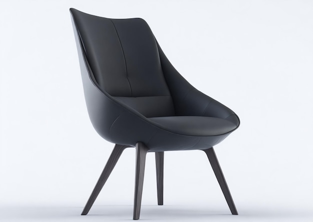 Una silla negra con un asiento de cuero negro.