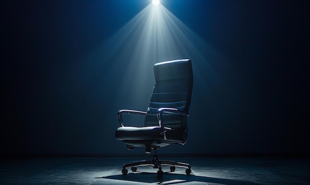 Una silla de oficina bajo un concepto de oportunidades de trabajo y liderazgo
