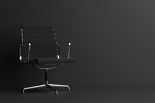 Silla de oficina en cuarto oscuro. Concepto de estilo minimalista.