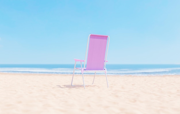 Silla en la playa de arena cerca del mar azul ondulado