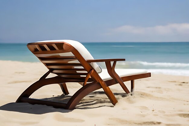 Silla en una playa marítima que impone vacaciones en vacaciones de relajación del ajetreo de la ciudad