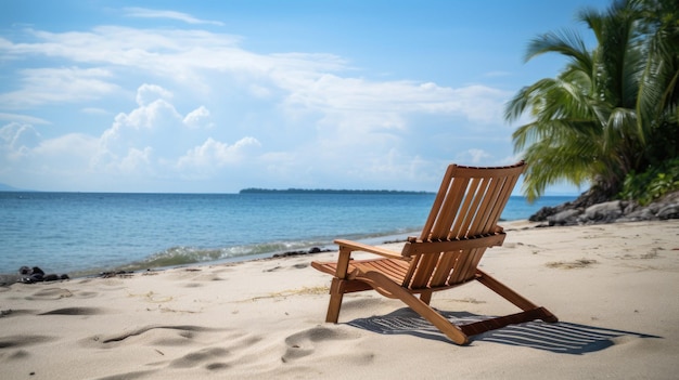 Una silla en la playa que está vacía.