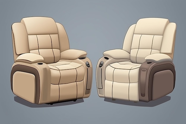 Silla reclinable aislada del fondo en diferentes ángulos elemento interior