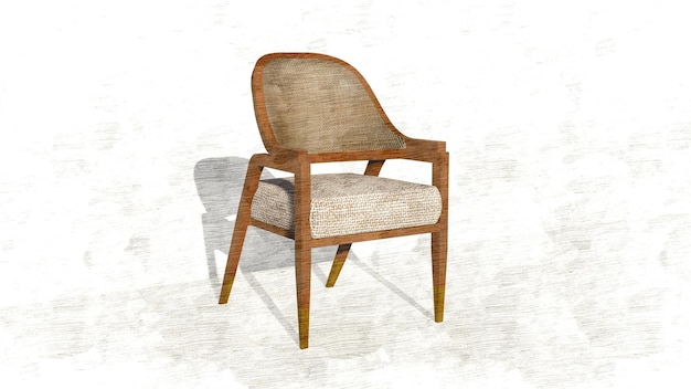 Silla de renderización 3D en el boceto