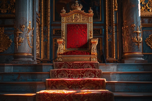 Foto silla roja en las escaleras