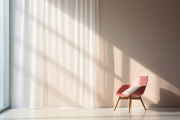 Foto una silla rosa se sienta frente a una ventana con la luz del sol brillando sobre ella la habitación está vacía